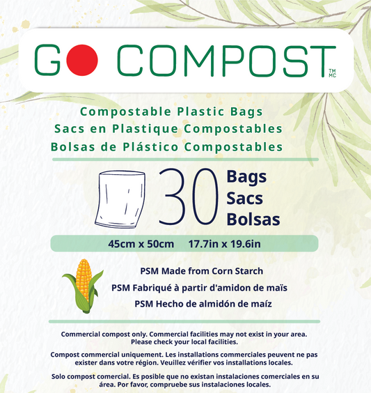 Compostable Bags, 2.6 Gallon Small Disposable Compost Bags, Made from PSM Starch (Green) - 30 Bags