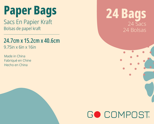 Paper Bags - Plain, No Print, Medium Size, Light Brown - 24 Bags