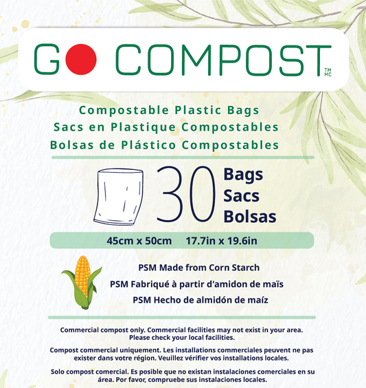 Compostable Bags, 2.6 Gallon Small Disposable Compost Bags, Made from PSM Starch (Green) -  30 Bags